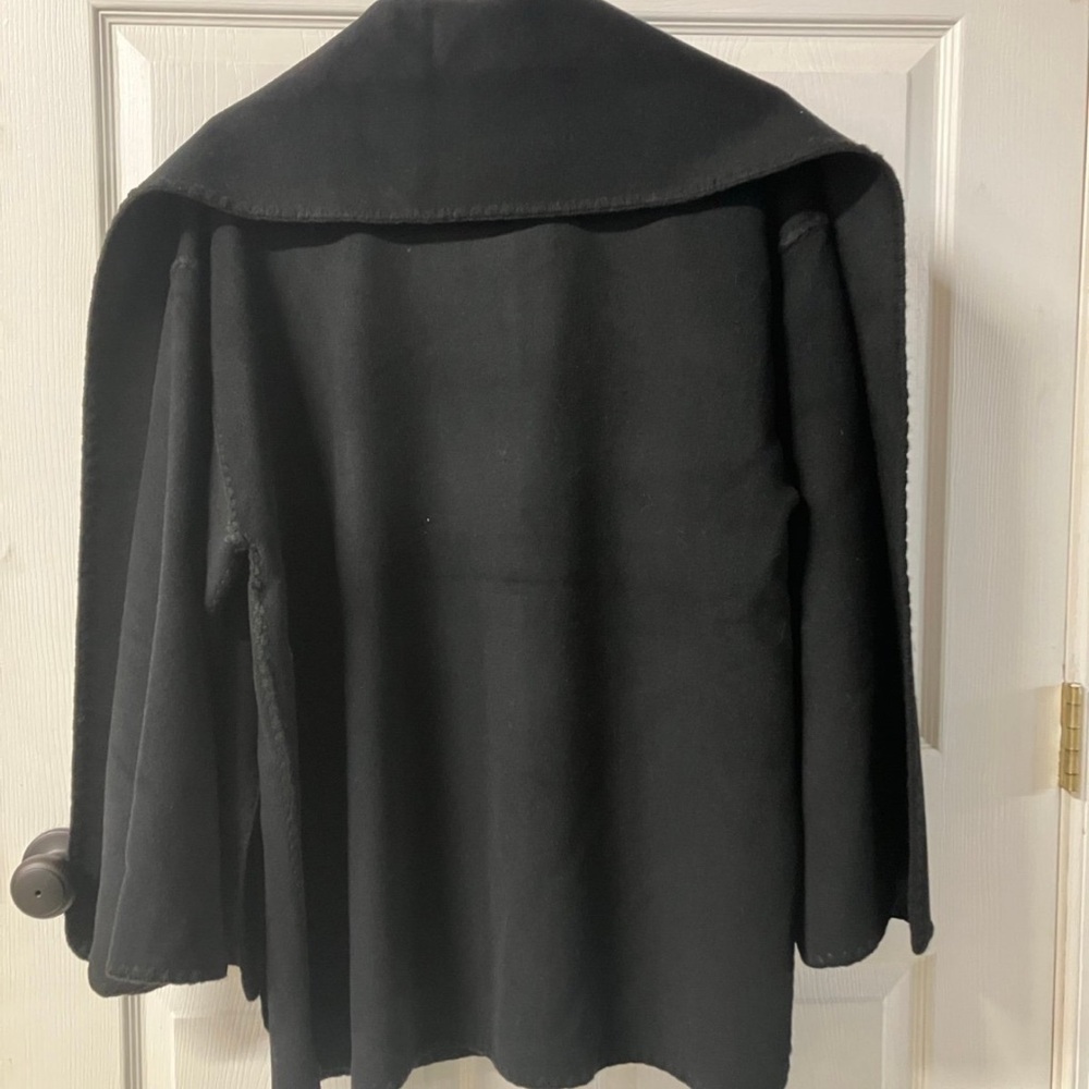 Quince Double-Faced Merino Wool Scarf Coat Black - Picture 4 of 7